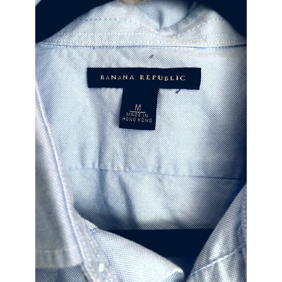 BANANA REPUBLIC- MENS BLUE LONG SLEEVE BUTTON DOWN COTTON SHIRT SIZE MEDIUM - Picture 3 of 7